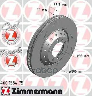 Диск Тормозной Porsche Formula Z Links Coat Z Zimmermann арт. 460.1584.75