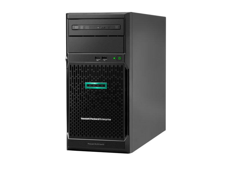 Сервер HPE Proliant ML30 Gen10, 1x Intel Xeon E-2224 4C 3.4GHz, 1x16GB-U DDR4, S100i/ZM (RAID 0,1,5,10) noHDD (8 SFF 2.5quot; HP), 1x500W (up2), 2x1Gb/s, noDVD, iLO5, Tower-4U, 3-1-1 P16930-421