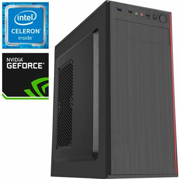 Компьютер PRO-0096530 Intel Celeron G3930 2900МГц, Intel H110, 4Гб DDR4, SSD 480Гб, NVIDIA GeForce GT 710 2Гб, 500Вт, Midi-Tower