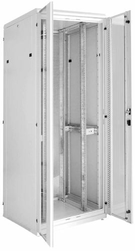 Шкаф серверный 19, 42U ITK LS35-42U81-2PP-2 800х1000 мм, передняя двухстворчатая перф. дверь, задняя перф., серый (место 2)