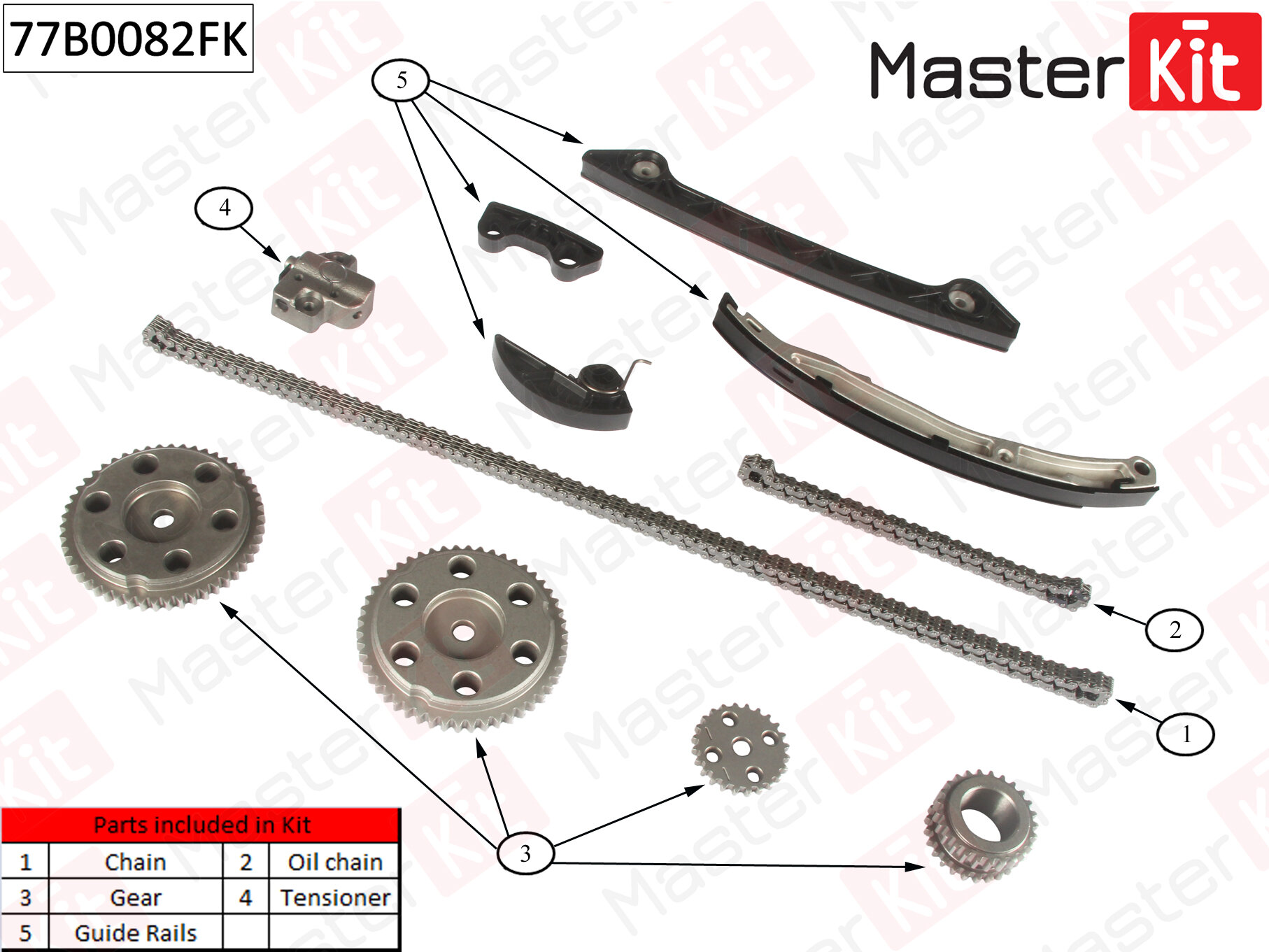 Комплект цепи грм\ mazda: 6 2.3 mps turbo 02-08 Masterkit 77B0082FK