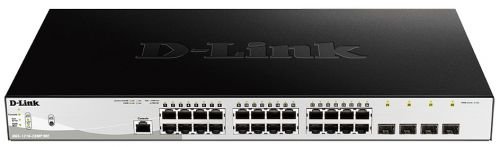 Коммутатор PoE D-link DGS-1210-28MP/ME/B1A L2, 24x10/100/1000Base-T, 4x1000Base-X SFP (PoE-бюджет 370 Вт)