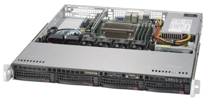 Сервер Supermicro SuperServer 5019S-M2 без процессора/без ОЗУ/без накопителей/количество отсеков 3.5quot; hot swap: 4/1 x 350 Вт