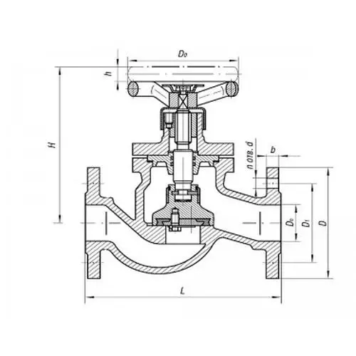 Латунный запорный проходной фланцевый клапан 32x25 мм 521-01.126-02 (ИТШЛ.49111520-02) ТУ