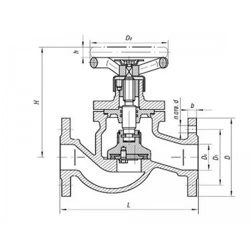 Бронзовый запорный проходной фланцевый клапан 80x10 мм 521-35.3451-02 (ИТШЛ.49112513-02) ТУ