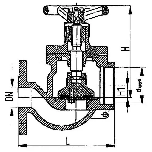 Клапан запорный проходной фланцевый концевой пожарный 32x10 мм 595-35.090-01 (ИТШЛ.491116.001-01)