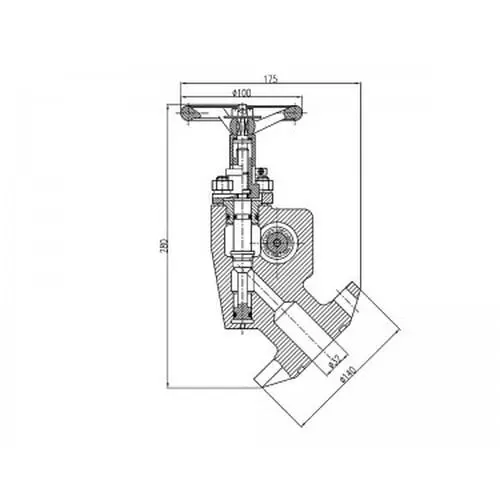 Клапан бронзовый угловой запорный бортовой с невозвратником и ручным приводом 15x400 мм 522-36.121 (ИПЛТ.49121604 ) ТУ