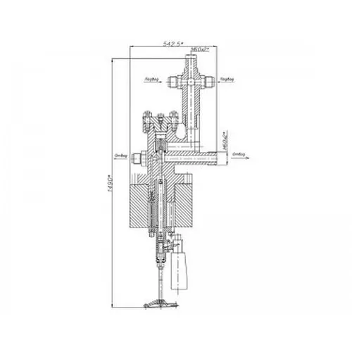 Бронзовый запорный угловой клапан с ручным управлением 50x400 мм 521-35.3377-01 (ИПЛT.49121134-01) ТУ