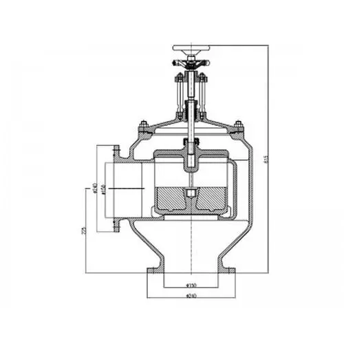 Клапан бронзовый дыхательный угловой фланцевый 150x0.13 мм 522-35.364 (ИТШЛ.49418502) ТУ