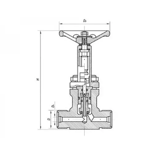 Бронзовый запорный проходной штуцерный клапан 10x400 мм 521-35.3238 (ИТШЛ.49111114) ТУ