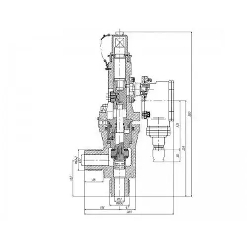 Бронзовый запорный угловой штуцерный клапан с отсечкой уплотнителей штока в открытом положении 32x400 мм 521-35.3379 (ИПЛT.49221139) ТУ