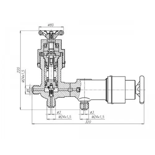 Бронзовый клапан для манометров с герметизацией 3x250 мм 521-35.3253 (ИПЛT.49454403) ТУ