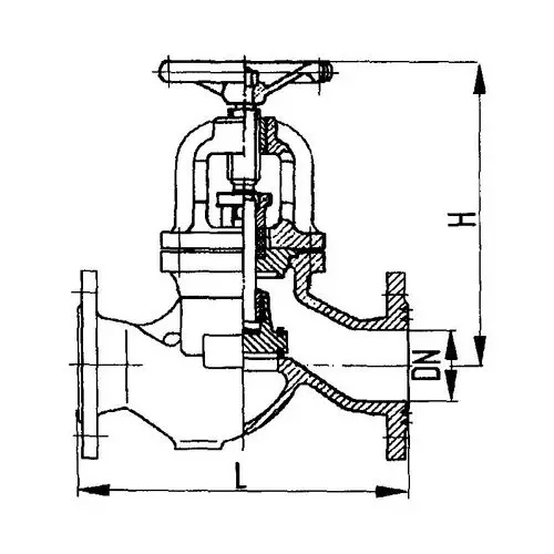 Фланцевый проходной судовой запорный клапан для аммиака с ручным управлением 250 мм 521-35.2038 ТУ