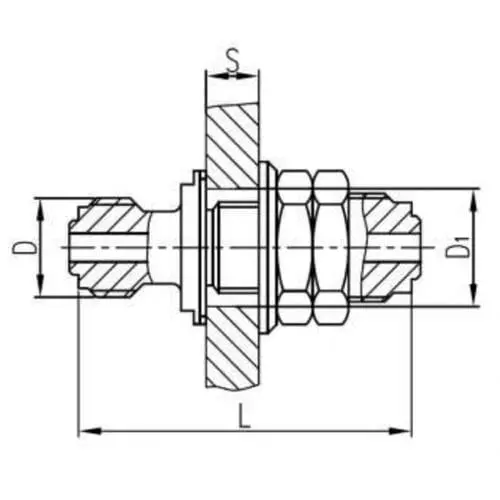 Латунный переборочный штуцерный съемный стакан 15x100 мм 554-03.905-05 (ИTШЛ.363171.134-04)