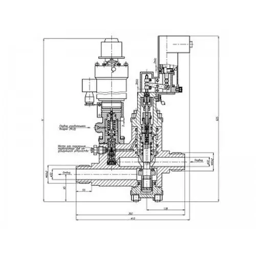 Бронзовый запорный проходной дистанционно-управляемый клапан 32x400 мм 521-35.3358-03 (ИПЛT.49211112-03) ТУ