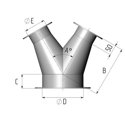 Титановые неравнопроходные Y-тройники 400x1 мм ВТ1-0