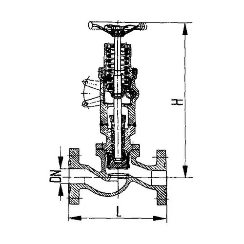 Фланцевый проходной быстрозапорный судовой клапан с тросиковым приводом с ручным управлением 100x6 мм 521-35.172 ТУ