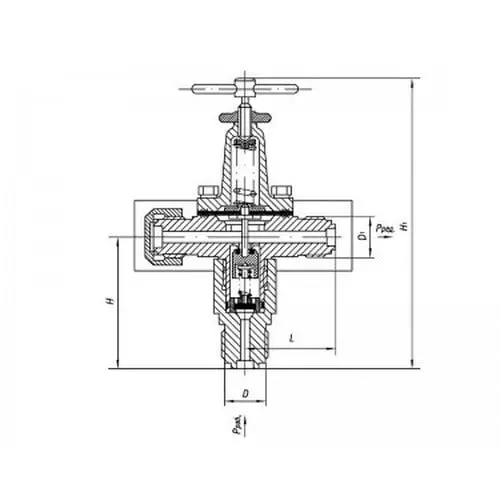 Клапан редукционный штуцерный угловой 10x200 мм 525-35.2634-04 (ИПЛТ.49317120-04) ТУ