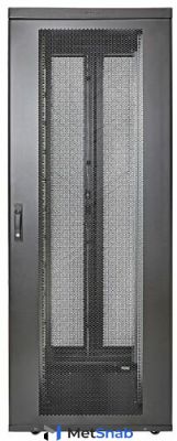 Шкаф напольный 19, 42U Eurolan 60F-42-7C-94BL Rackcenter D9000 750 × 1200, передняя дверь перфорированная одностворчатая, задняя дверь перфорированна