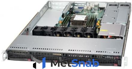 Серверная платформа 1U Supermicro SYS-5019P-WTR (1x3647, C622, 6xDDR4, 4x3.5" HS, 2x10GE, 2x500W,Rail)