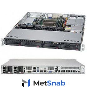 Серверная платформа Supermicro SERVER SYS-5019S-MR, 1U, LGA1151, Intel C236, 4 x DDR4, 4 x 3.5" SATA, 2xGigabit Ethernet (1000 Мбит/с), 400 Вт