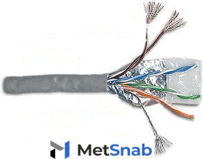 Кабель витая пара SFTP 6 кат. 4 пары Lanmaster LAN-6ESSTP-GY серый, 305м в кат.