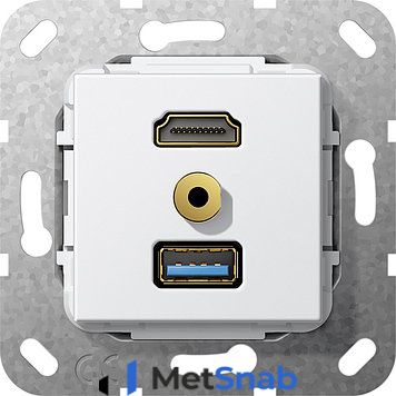 Видео 568003 Разъем HDMI,USB3.0A,M гнездо Белый Белый Gira