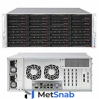 Платформа системного блока SSG-6049P-E1CR24H 4U Rackmount 846BE1C-R1K23B SAS3 (12Gbps) via Broadcom 3108 AOC HW RAID SATA3 (6Gbps) with RAID 0, 1, 5, 10