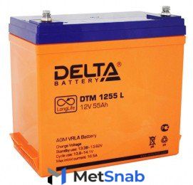 Аккумулятор для ИБП Delta DTM 1255 L 550А универсальная полярность 55 Ач (239x132x205)