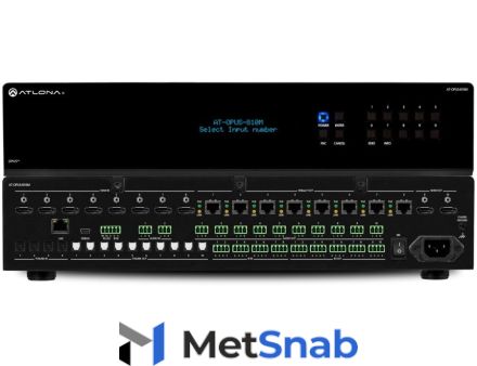 ATLONA AT-OPUS-810M Матричный коммутатор 4K/HDR 8 х 10 HDMI на HDBaseT с PoE, Ethernet, IR/RS232 и аудио