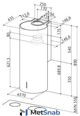 Каминная вытяжка Faber CYLINDRA/2 EV8 2EL XH890