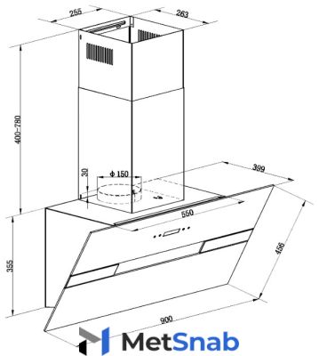 Каминная вытяжка MAUNFELD MERSEY 90 белое стекло