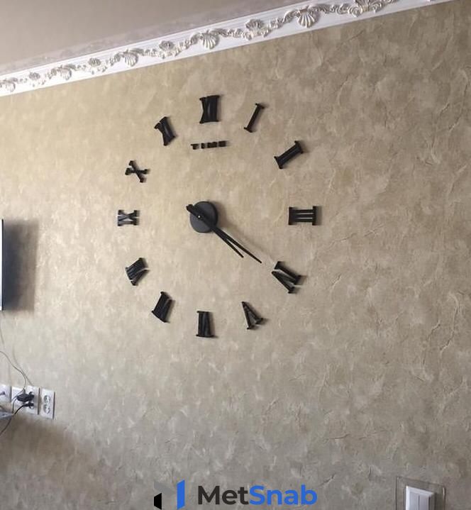 Часы кварцевые DIY CLOCK 3D Римские цифры,пластик,черный