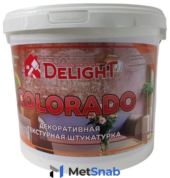 Декоративное покрытие DeLIGHT Colorado Леонардо минеральная основа,тон белый 25 кг