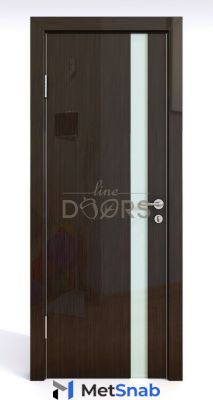 Дверная Линия Шумоизоляционная дверь 42 Дб модель 607 цвет глянец Венге стекло лакобель белый 900х2000