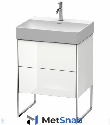 Тумба под раковину Duravit XSquare 584х397х460 напольная, 2 ящика, белый глянец XS444202222