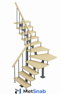 Модульная лестница Фаворит поворот на 90гр. h=3150-3290мм
