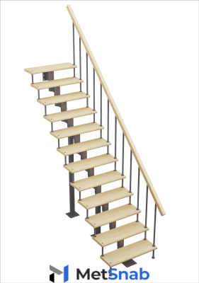 Модульная лестница Стандарт прямой марш h=2925-3055мм