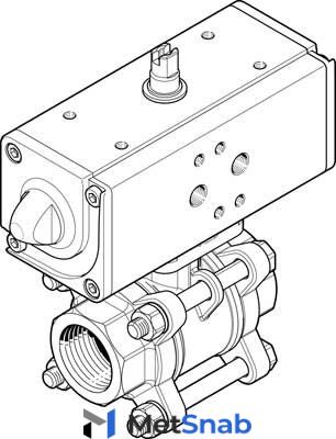 Шаровой кран с приводом Festo VZBA-1/2"-GG-63-T-22-F0304-V4V4T-PP15-R-90-C DN15 PN63