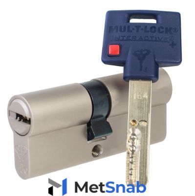 Цилиндр Mul-t-Lock Interactive+ ключ-ключ (размер 31x75 мм) - Никель, Флажок (3 ключа)