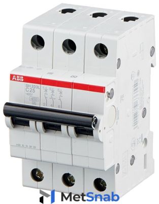 ABB Автоматический выключатель 3-полюсный с нулём 100 А, тип C, 6 кА S203 C100NA. ABB. 2CDS253103R0824