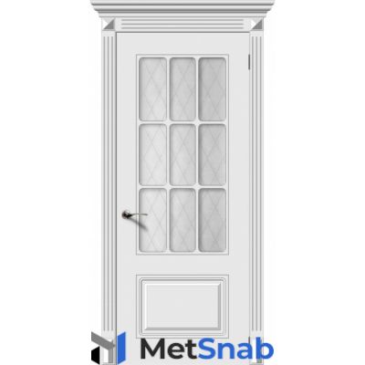 Межкомнатные двери эмаль Ноктюрн , Цвет - Белый, Тип - Остекление "Белое матовое Кристалл", Размер 2000*900