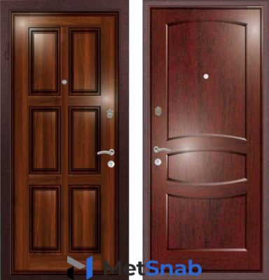 Дверь входная (стальная, металлическая) Ле-Гран (Легран) Массив/Массив + Шпон Валенсия "Махагон" Kale252 + Kale257