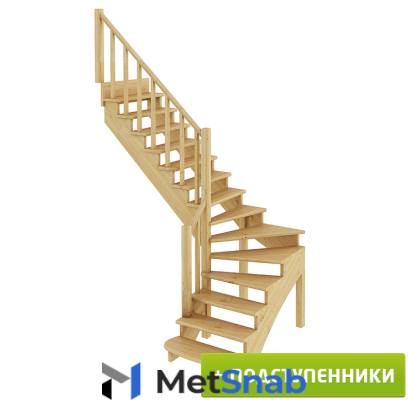 Деревянные лестницы Profi&Hobby Лестница К-001м/2 Л c подступенками сосна (7уп)