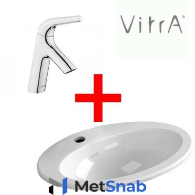 Комплект Раковина Vitra S20 5467B003-0001 48 см + Смеситель Vitra Nest Trendy A42300EXP