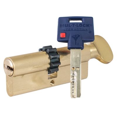 Цилиндр Mul-T-Lock Interactive+ ключ-вертушка (размер 40x55 мм) - Латунь, Шестеренка (5 ключей)