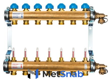 Коллектор Watts HKV/T-7 на 7 контуров, с расходомерами 10004201