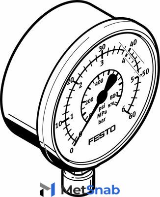 Манометр Festo PAGL-HP3-63-60-G14-RC