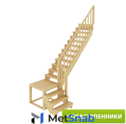 Деревянные лестницы Profi&Hobby Лестница К-002м/1 П c подступенками сосна (6 уп)