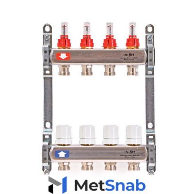 Коллектор для теплого пола с расходомерами UNI-FITT 1"-3/4" 9 выходов 450B